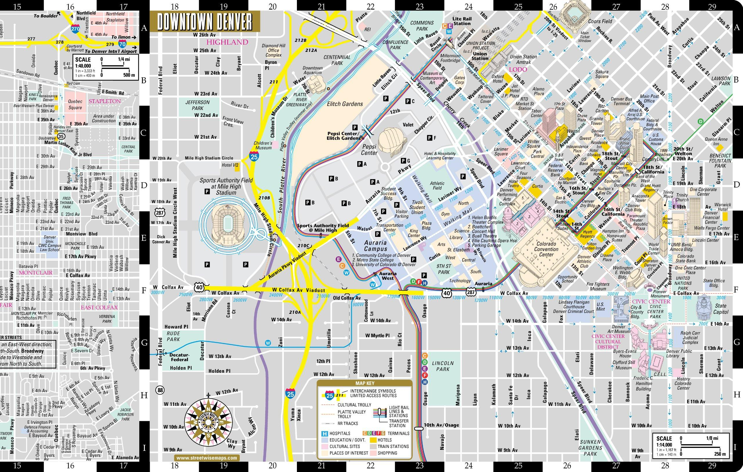 Denver Downtown Map Map Of Downtown Denver Colorado USA 