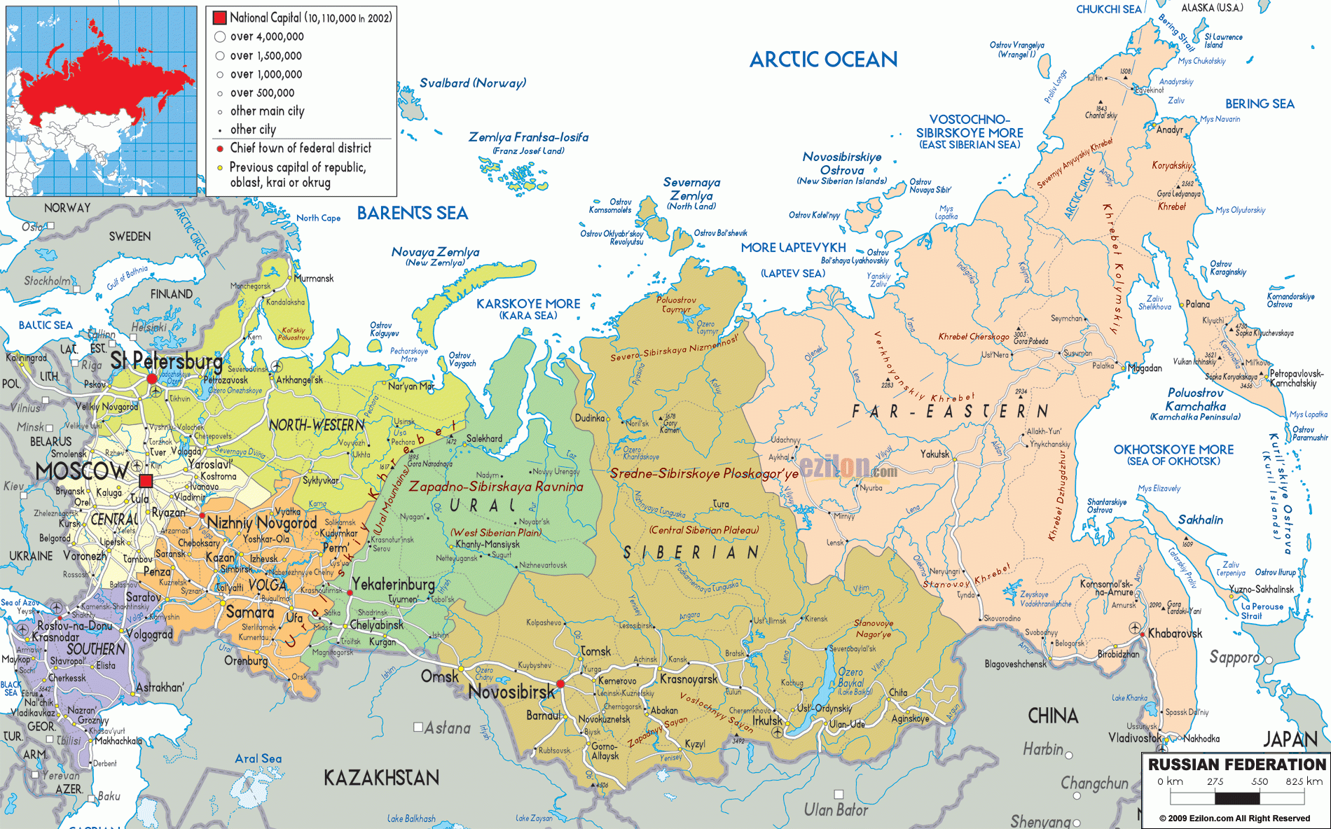 Detailed Political Map Of Russia Ezilon Maps