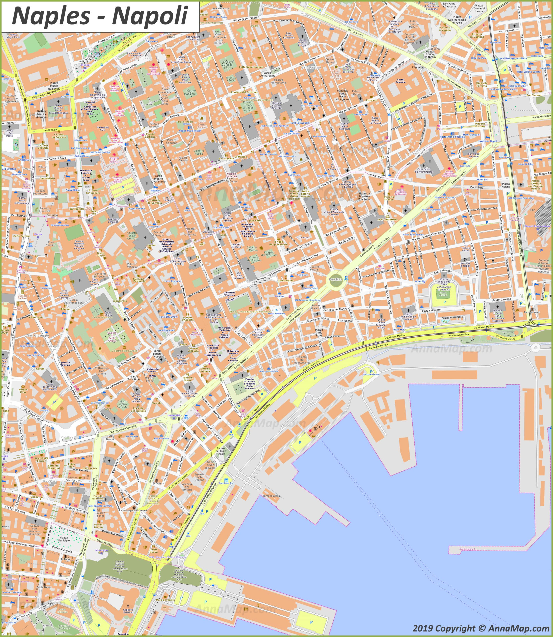 Detailed Tourist Maps Of Naples Italy Free Printable 