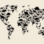 Dinosaur Map Of The World Map Digital Art By Michael Tompsett