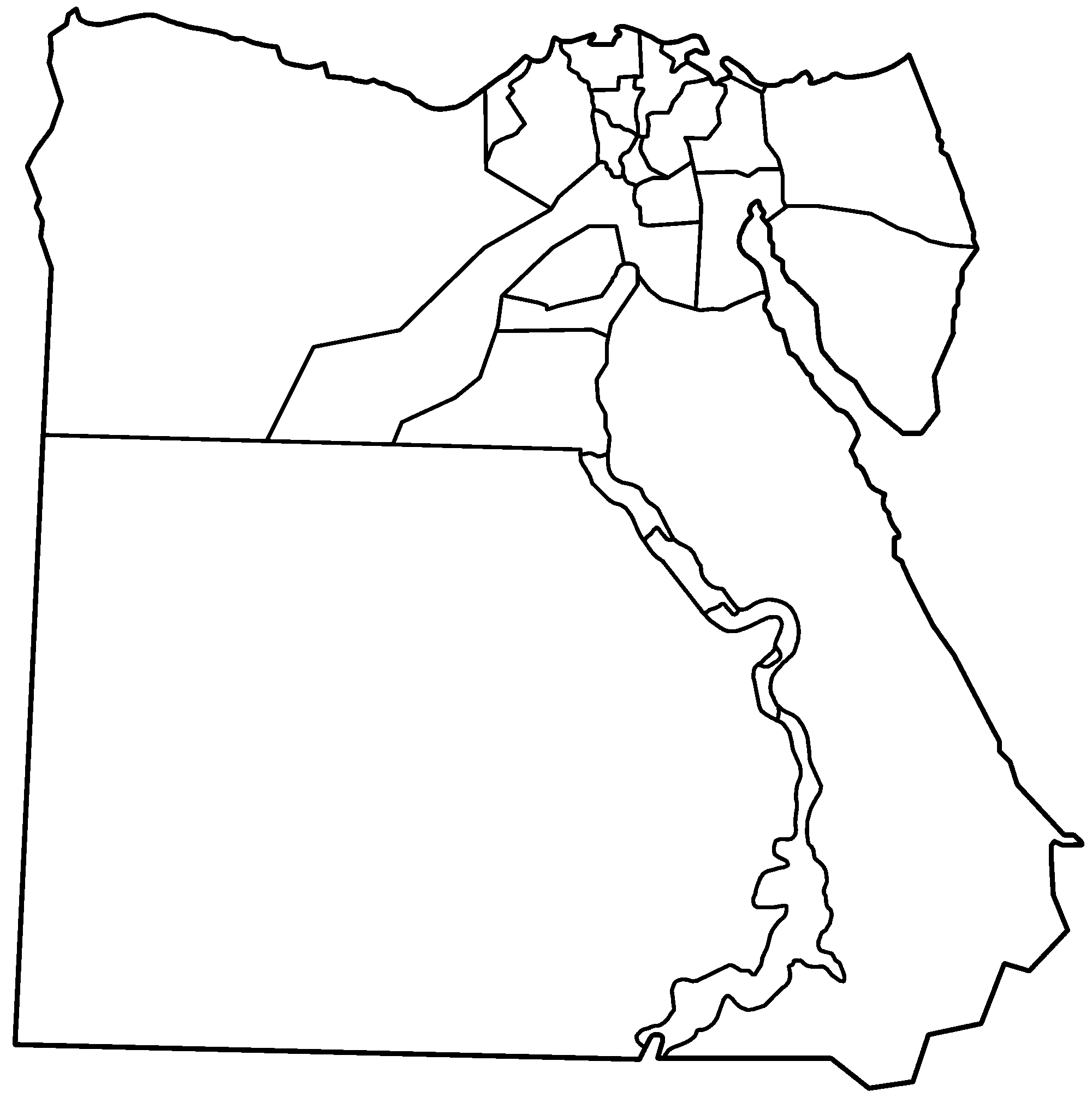 Egypt Governorates Blank Mapsof