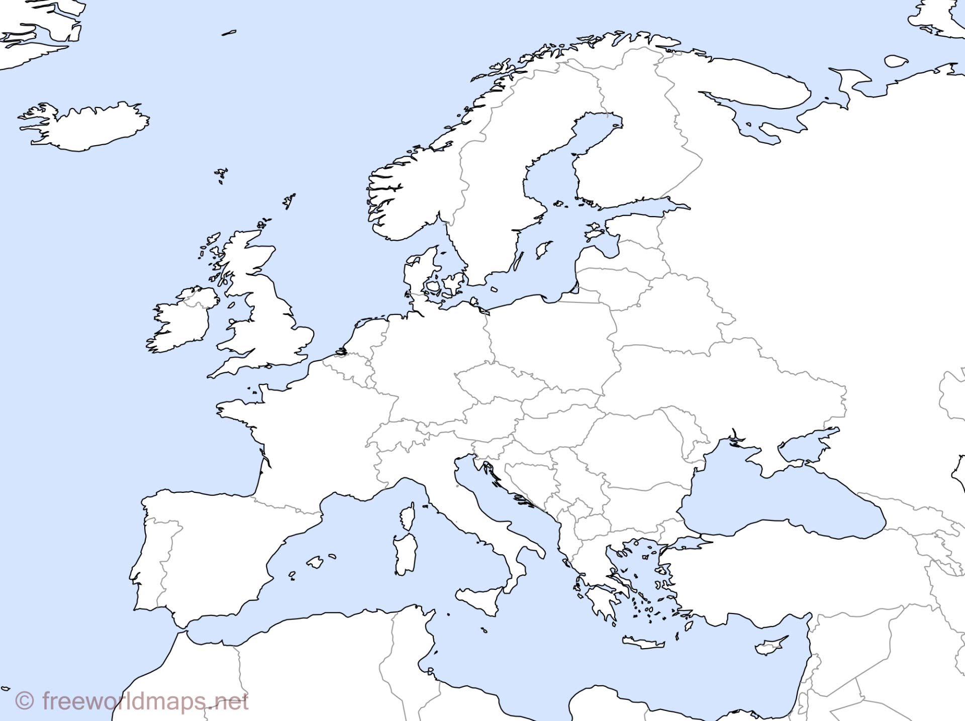 Europe Outline Maps By FreeWorldMaps