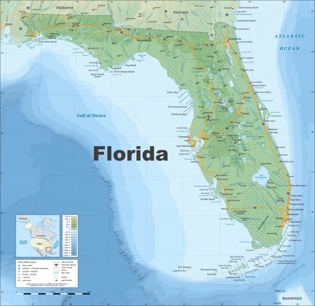 Florida State Map With Major Cities And Travel Information 