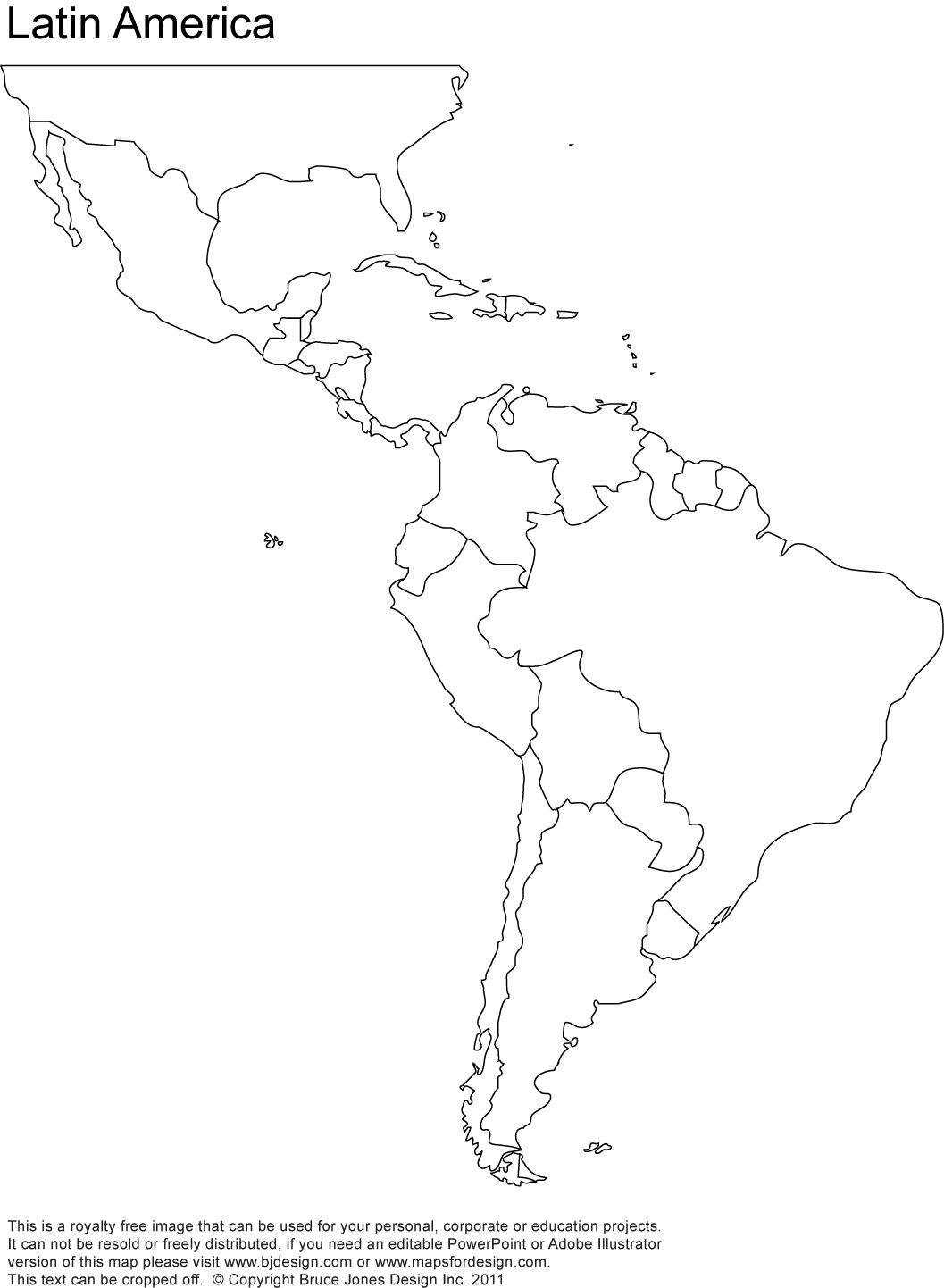 Free Blank Map Of North And South America Latin America 