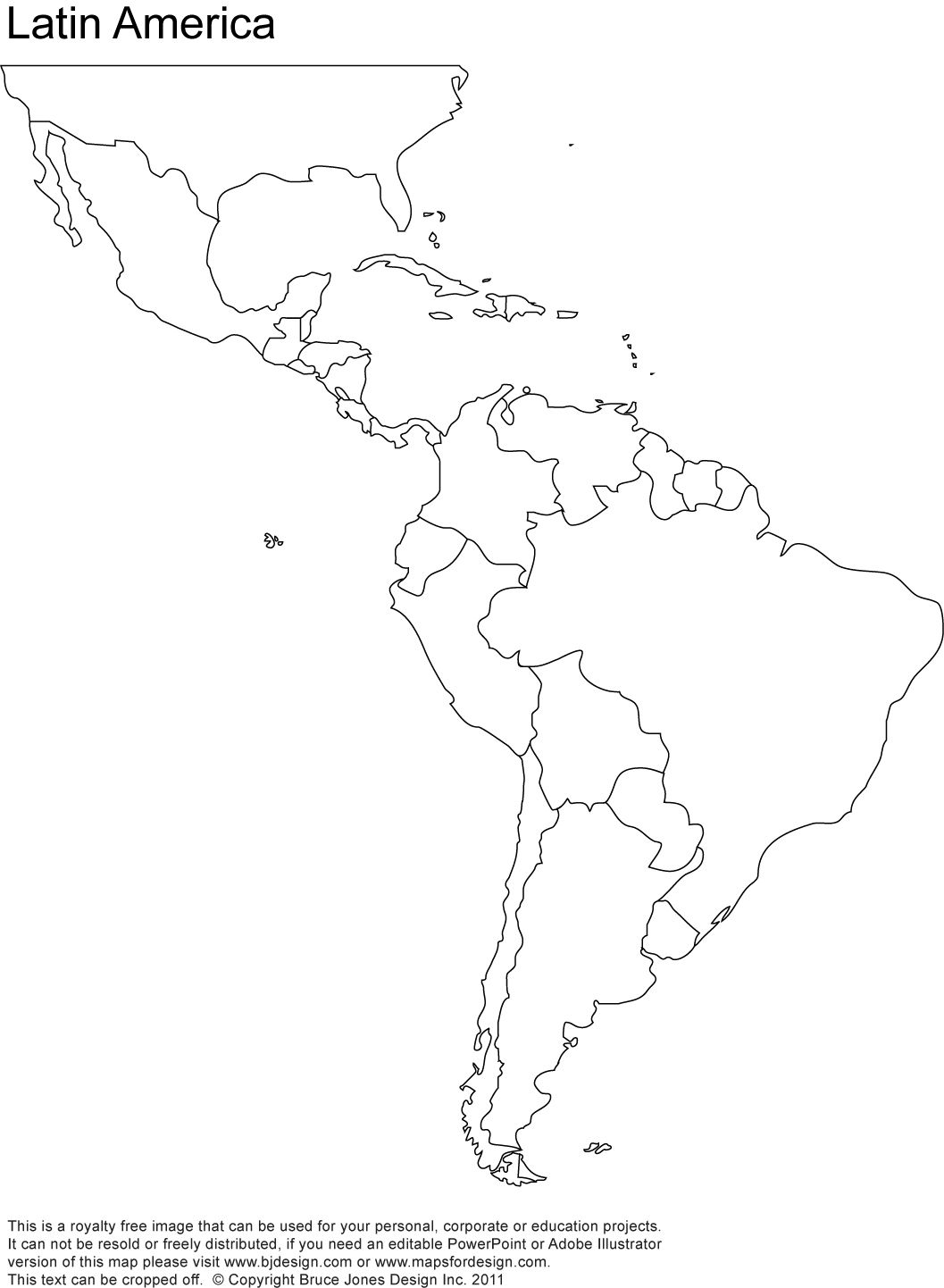 Free Blank Map Of North And South America Latin America Free Blank Map Of North And South America Latin America