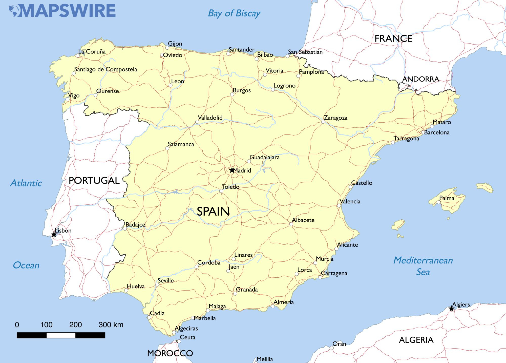 Free Maps Of Spain Mapswire