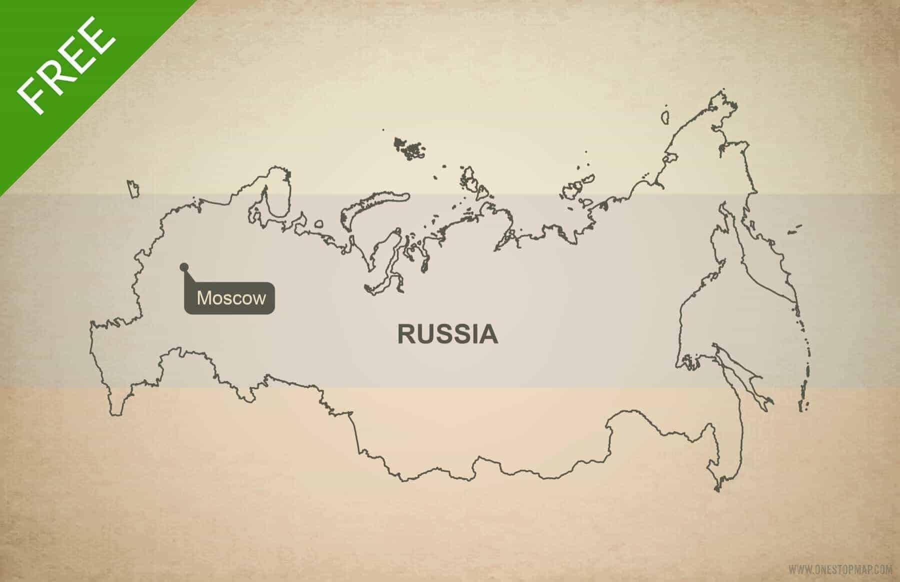 Free Vector Map Of Russia Outline One Stop Map