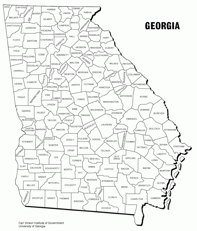 Georgia County Map Free Printable Maps