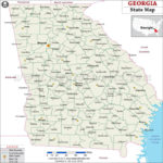 Georgia State Map Shows The State Capital Major Towns And