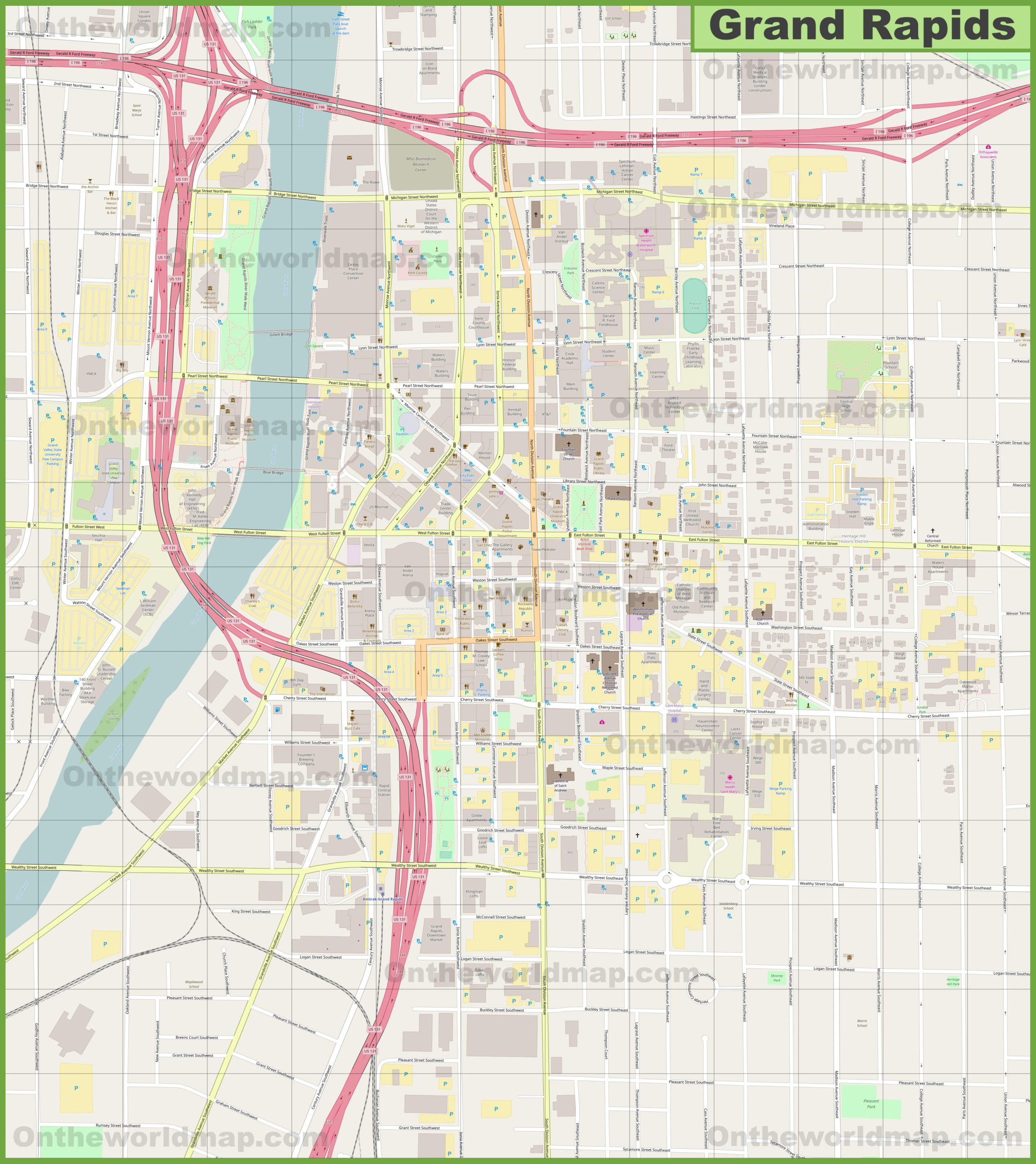Grand Rapids Downtown Map Grand Rapids Downtown Map
