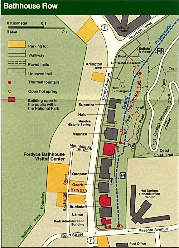 Hot Springs Bathhouse Row Map Bathhouse Row Wikipedia 