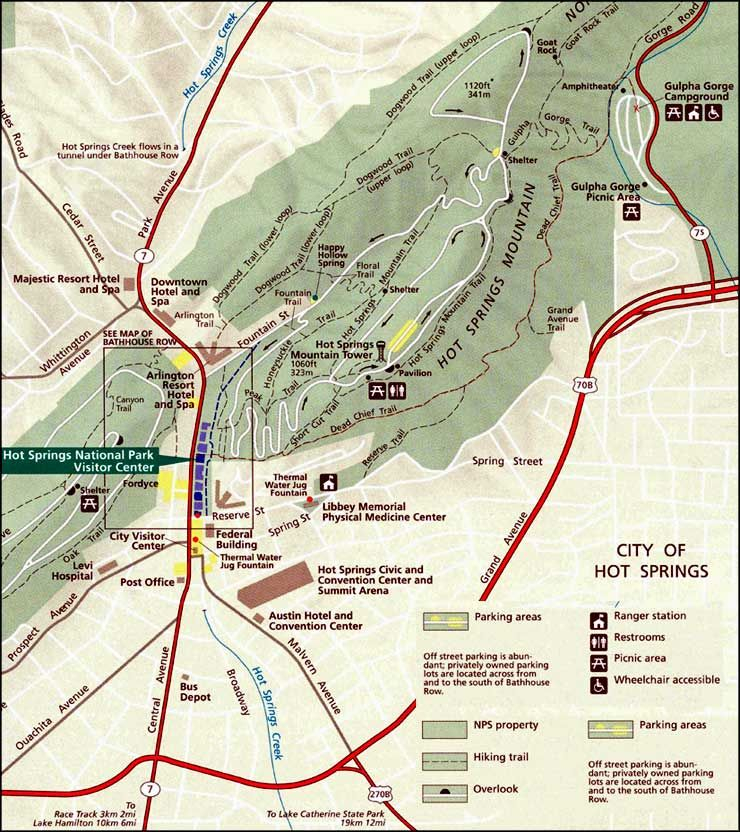 Hot Springs National Park Map Hot Springs Arkansas