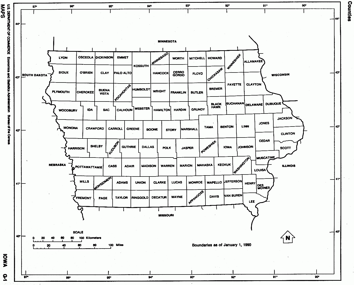 Iowa State Map With Counties Outline And Location Of Each Iowa State Map With Counties Outline And Location Of Each