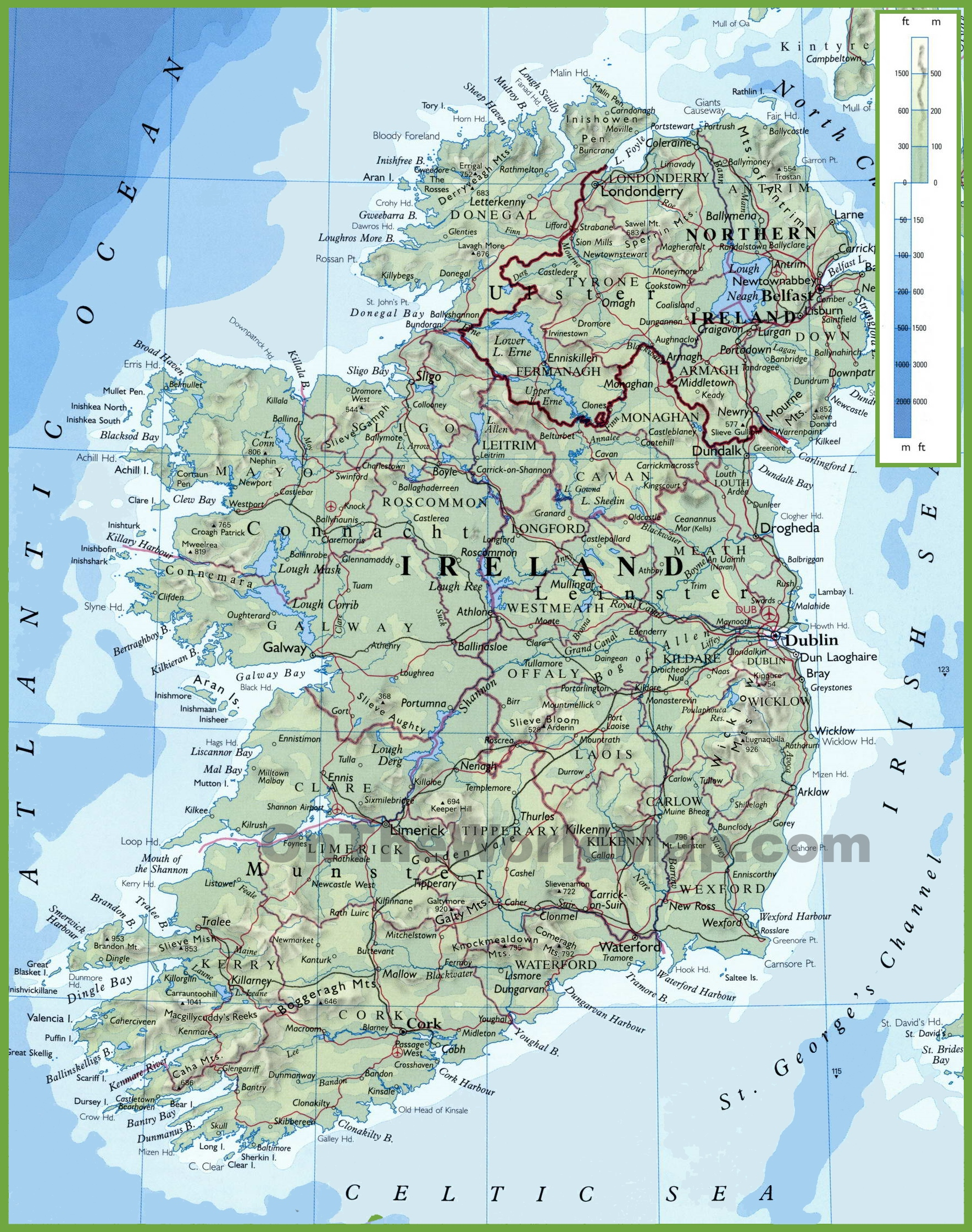 Ireland Physical Map