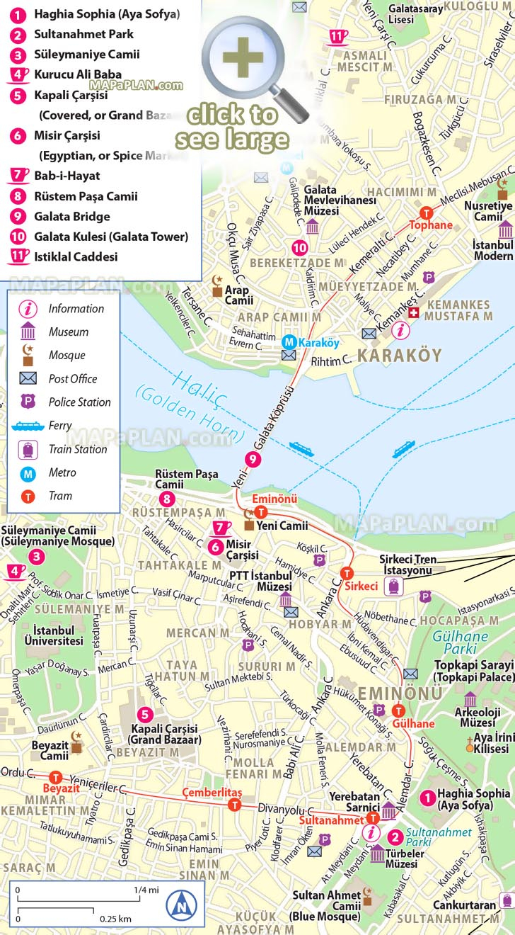 Istanbul Maps Top Tourist Attractions Free Printable 