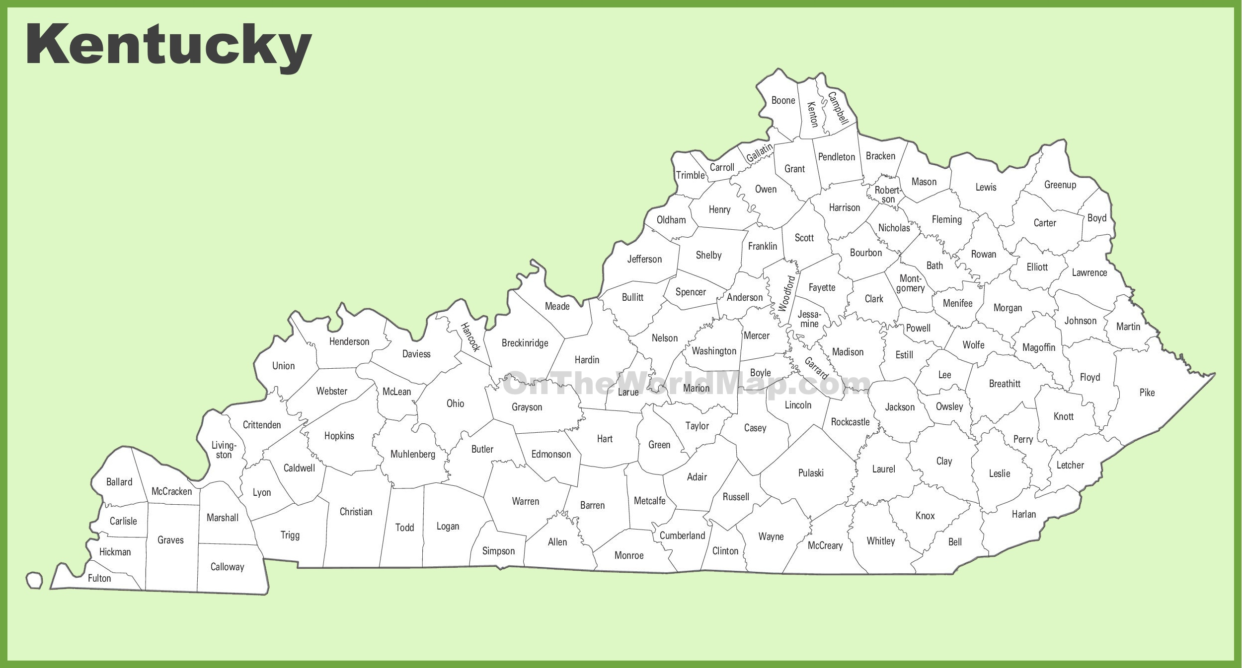 Kentucky County Map Kentucky County Map