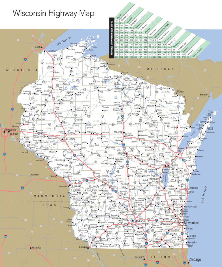 Large Detailed Map Of Wisconsin With Cities And Towns