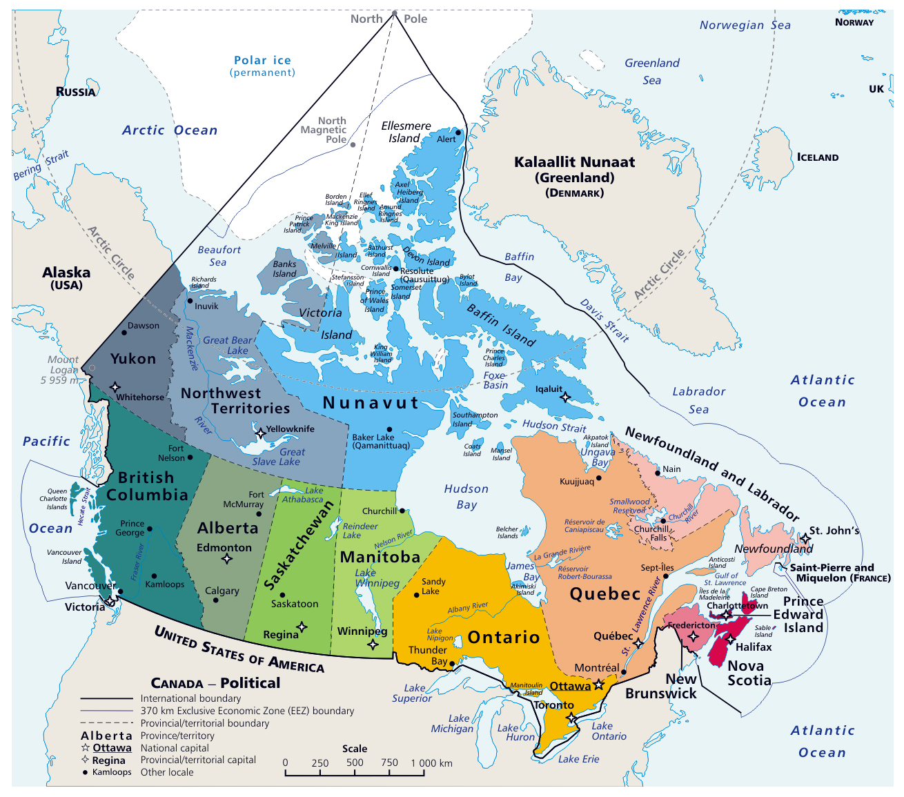 Large Detailed Political And Administrative Map Of Canada 