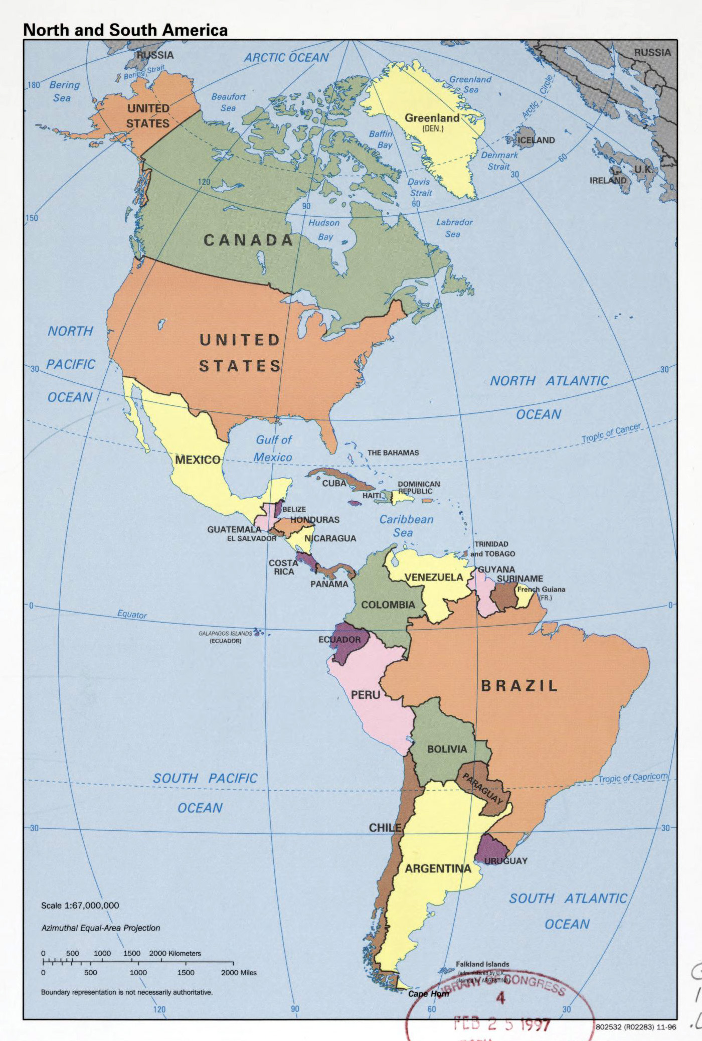 Large Detailed Political Map Of North And South America 