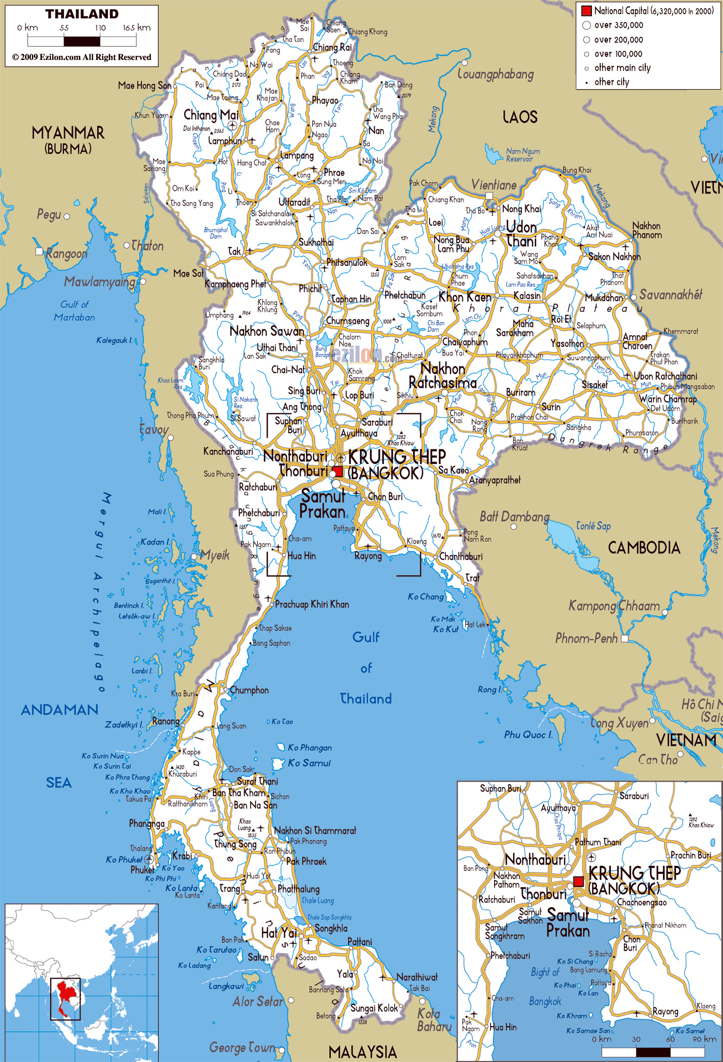 Large Detailed Road Map Of Thailand Thailand Large Large Detailed Road Map Of Thailand Thailand Large