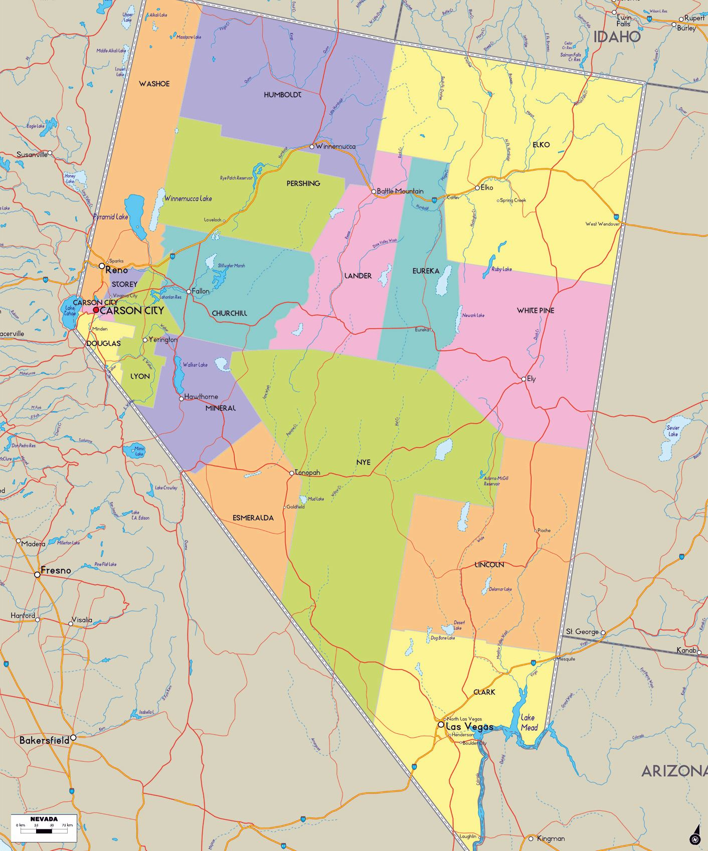 Large Nevada Maps For Free Download And Print High 