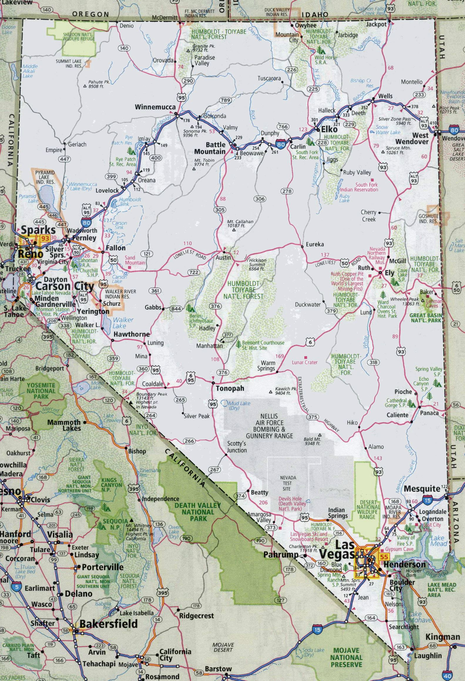 Large Nevada Maps For Free Download And Print High 