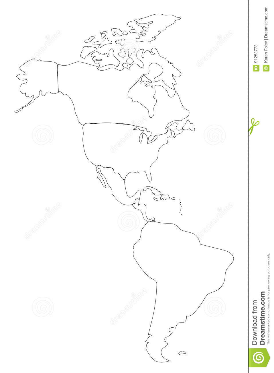 Lijn Vectoroverzicht Van Het Noorden En Zuid Amerika 