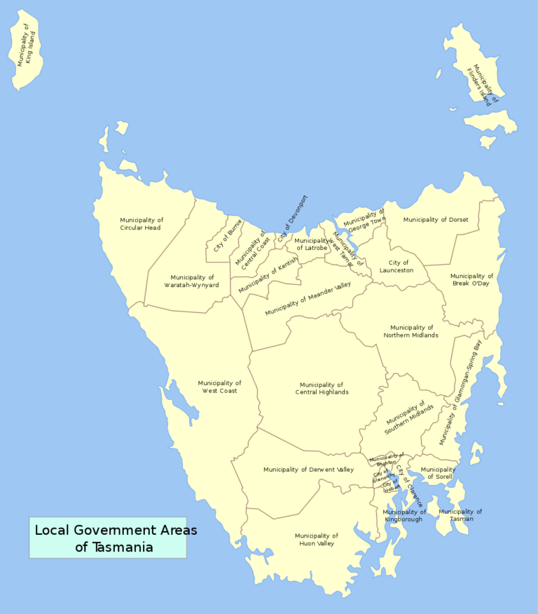 Local Government Areas In Tasmanien Wikipedia