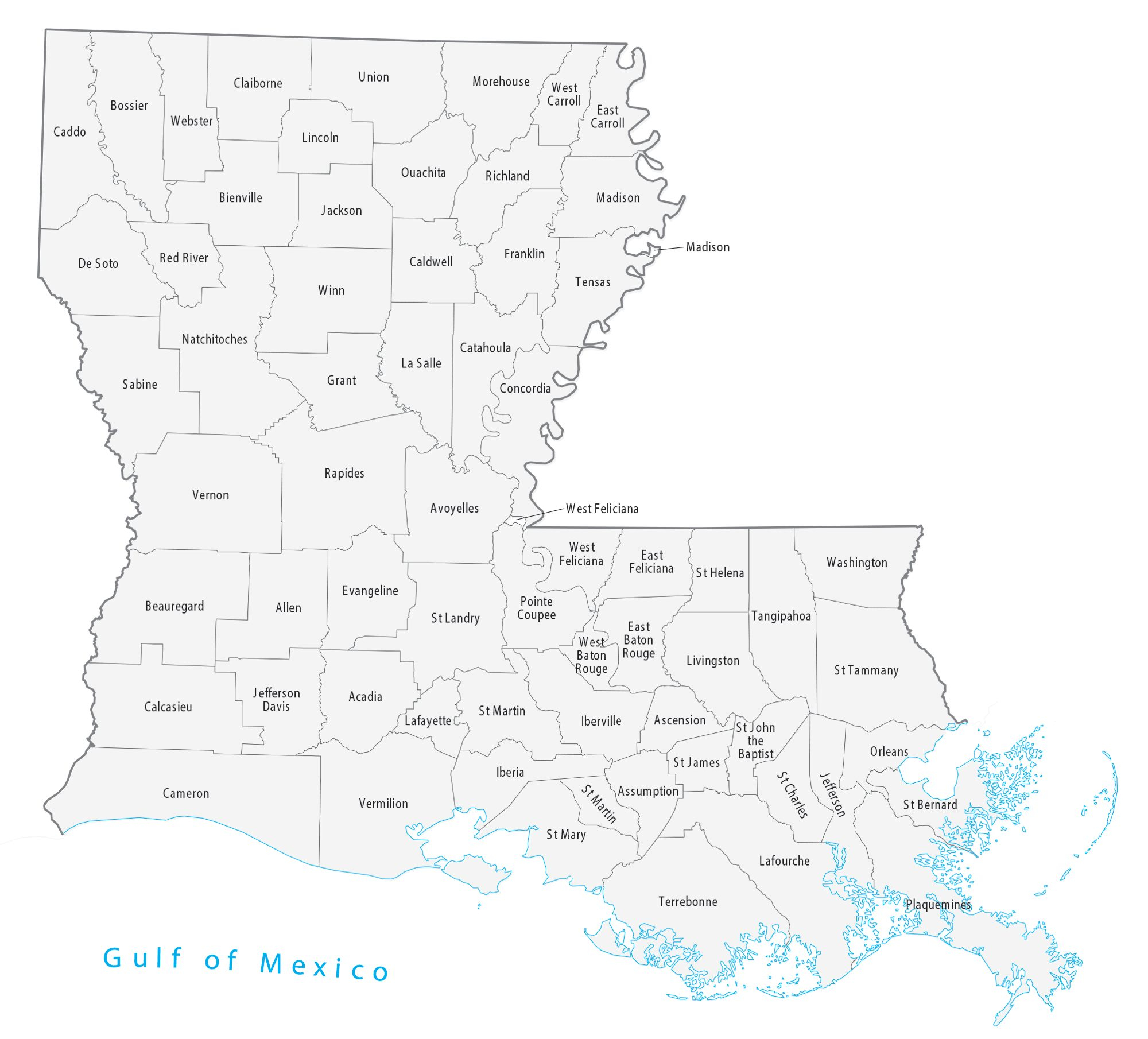 Louisiana Parish Map Large MAP Vivid Imagery 20 Inch By 