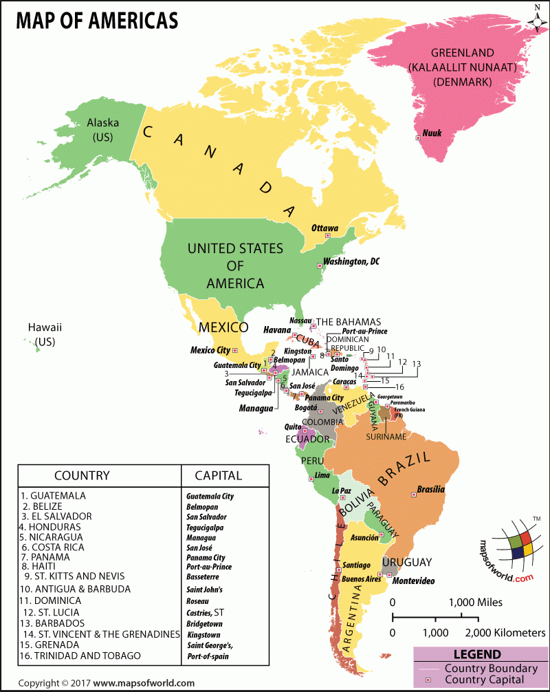 Map Of Americas America Map South America Map North 