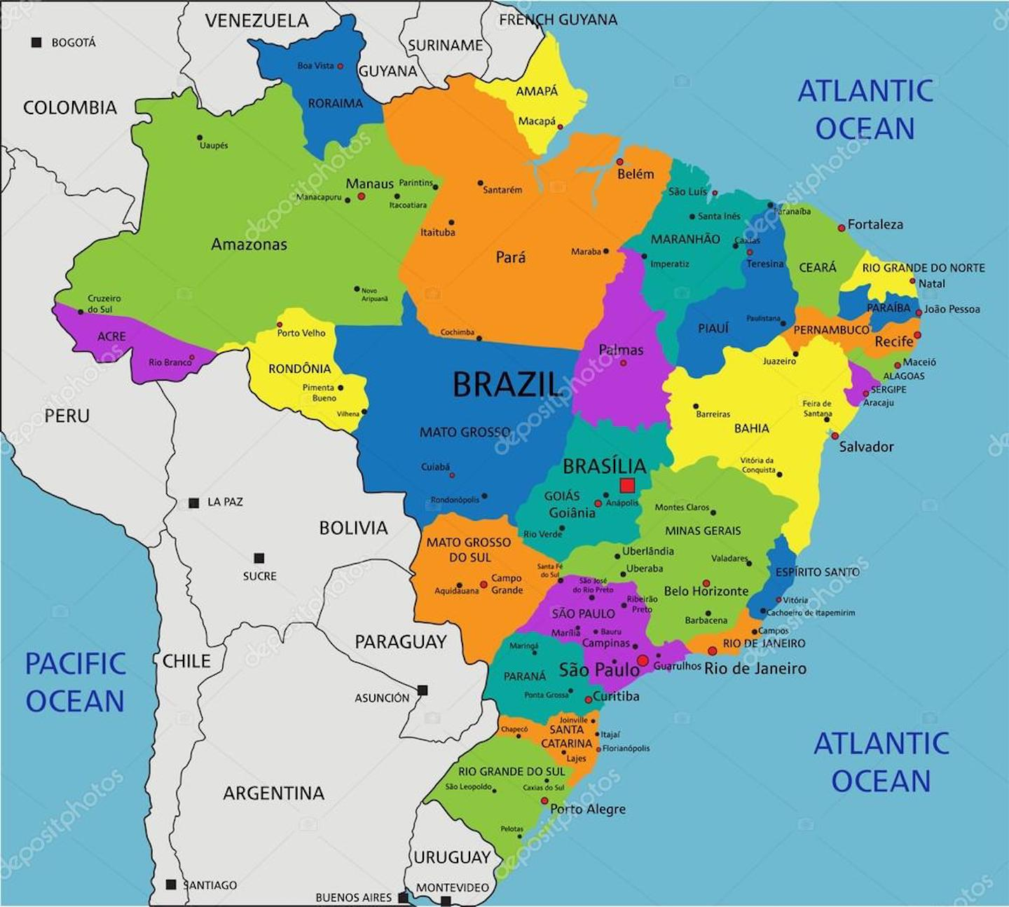 Map Of Brazil And 100 Other Free Printable International Maps Map Of Brazil And 100 Other Free Printable International Maps