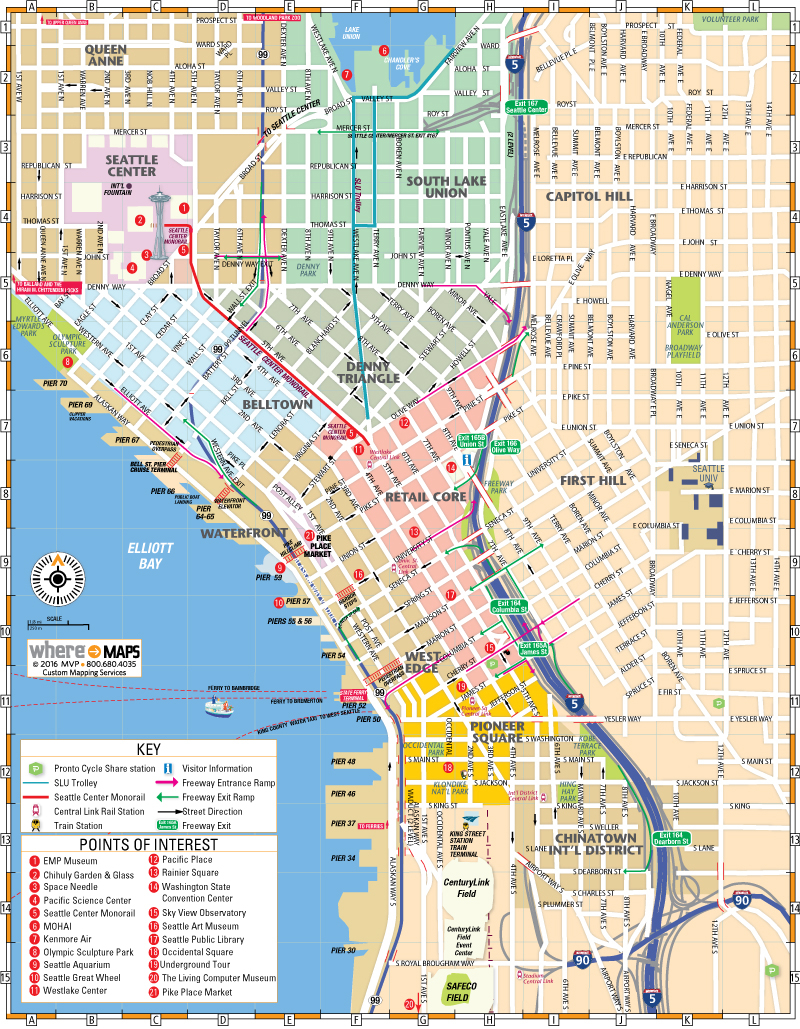 Map Of Downtown Seattle Interactive And Printable Maps 