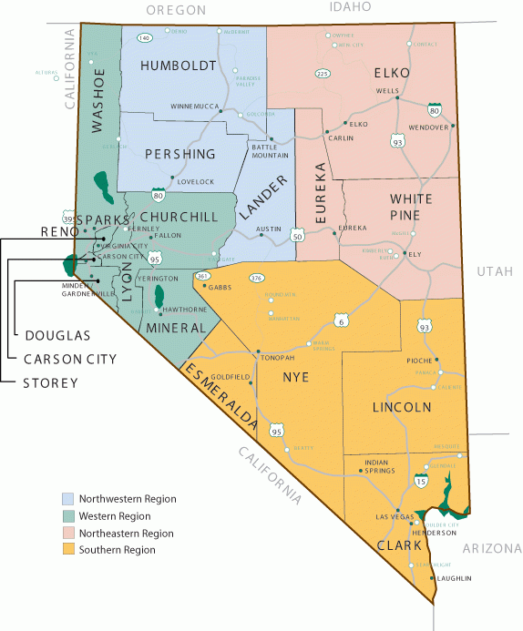 Map Of Nevada Cities Printable Map Of Nevada State Printable