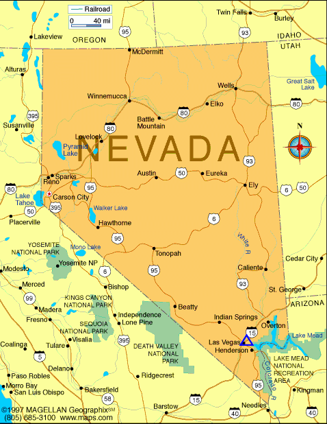 Map Of Nevada Cities Printable Map Of Nevada State Printable