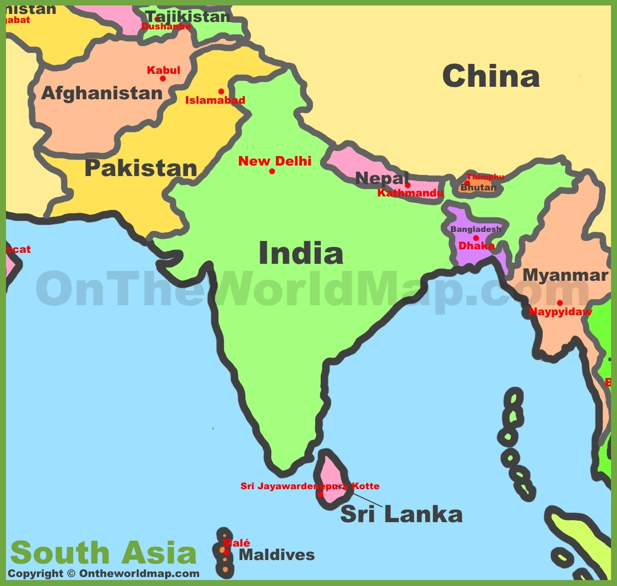 Map Of South Asia Southern Asia 