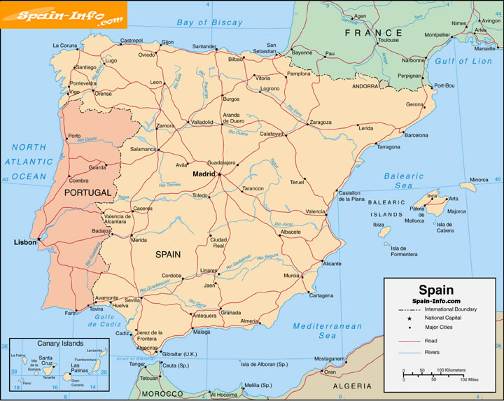 Map Of Spain Large