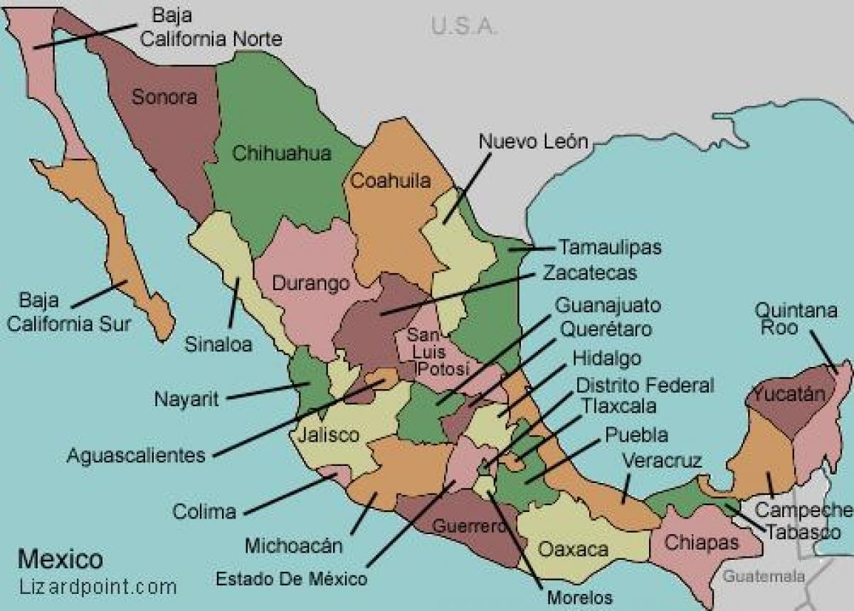 Map Of States Of Mexico Map States Of Mexico Central 