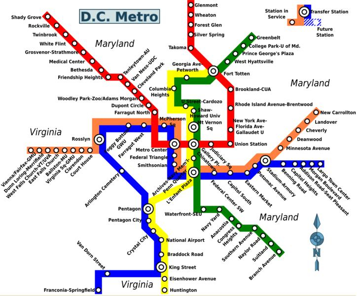 Map Of Washington DC Metro Map Of Washington DC Metro
