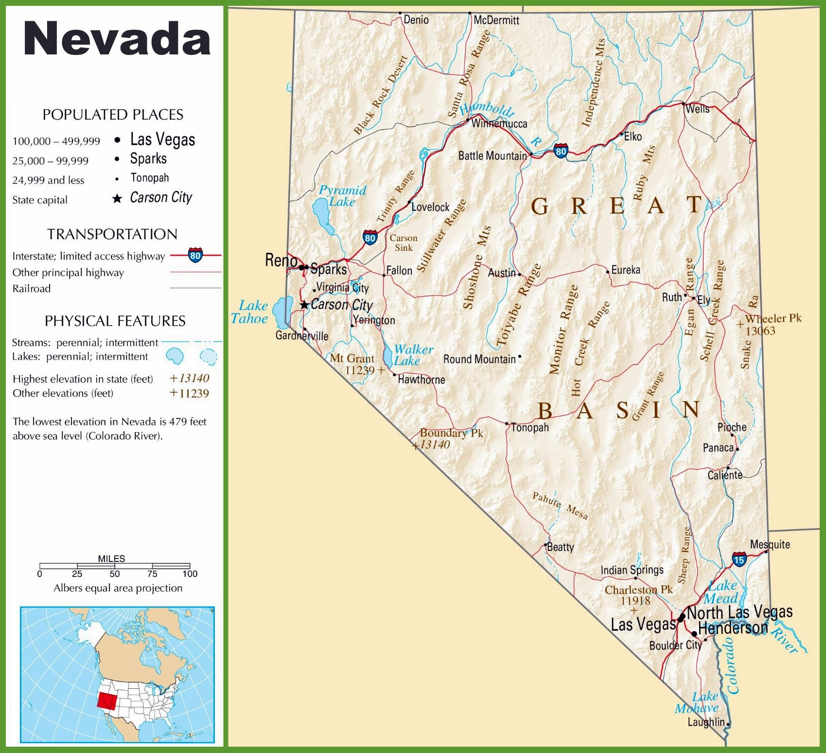 Mapas Detallados De Nevada Para Descargar Gratis E Imprimir