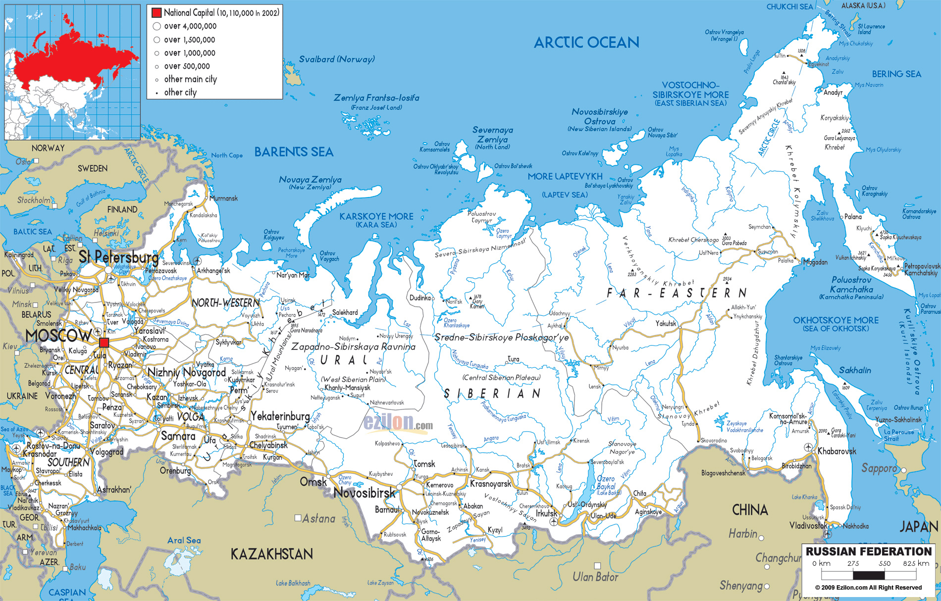 Maps Of Russia Detailed Map Of Russia With Cities And 