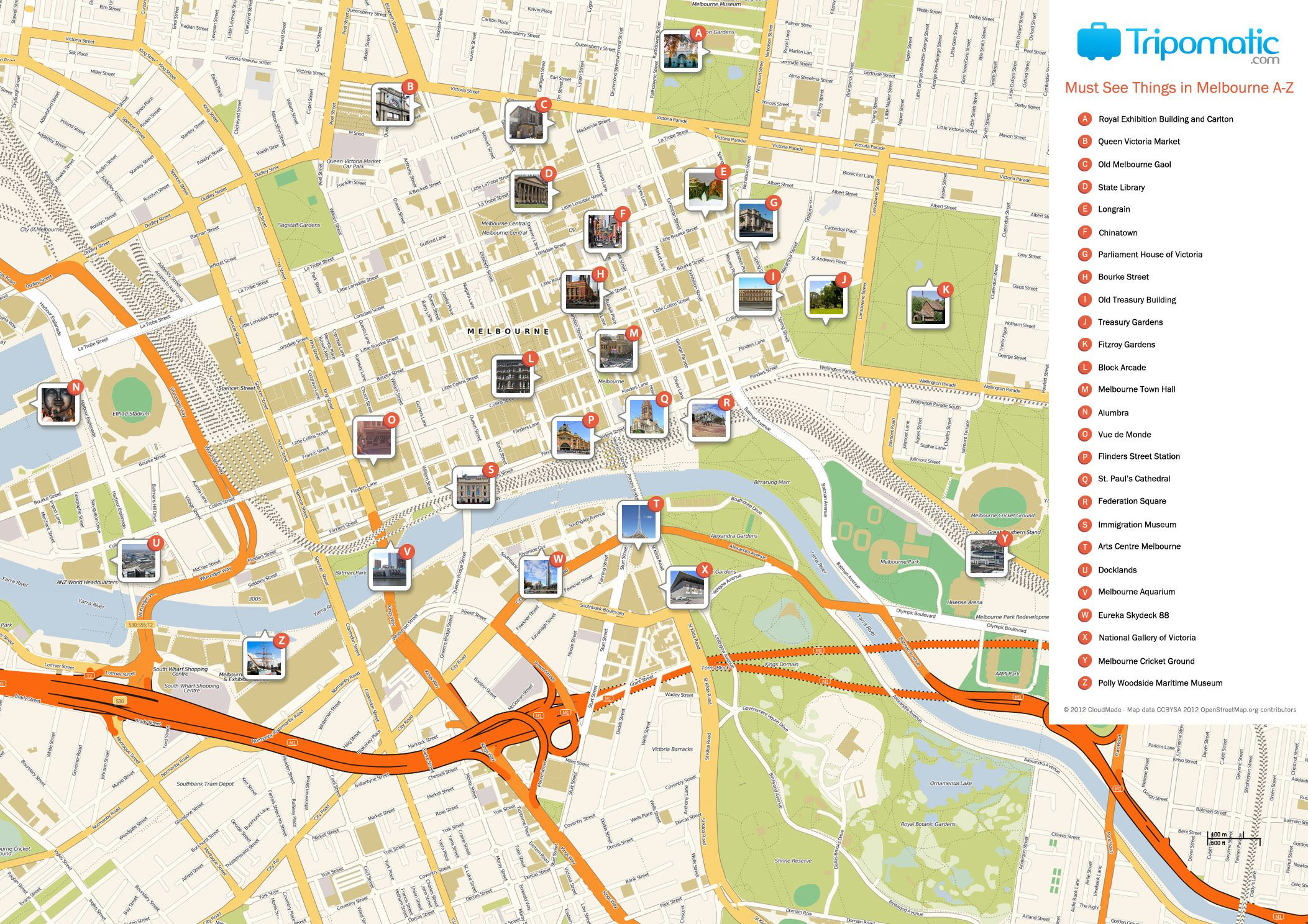 Melbourne Printable Tourist Map With Images Melbourne 