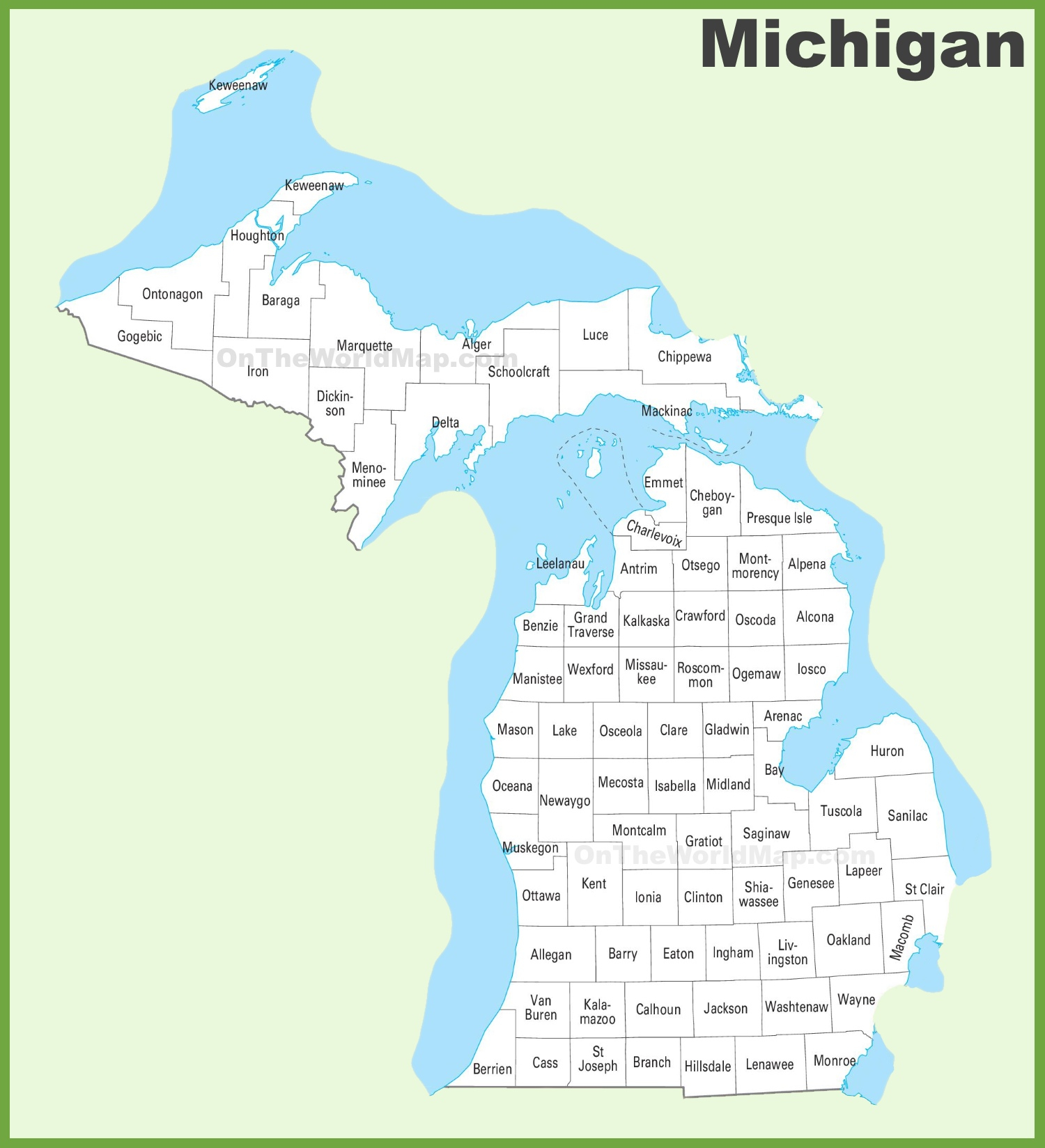 Printable County Map Of Michigan Printable Map Of The United States