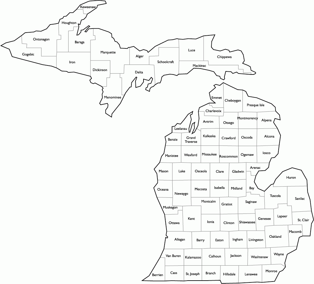 Michigan County Map With Names