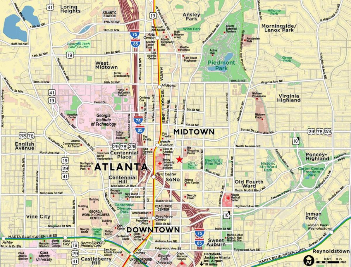 Midtown Atlanta Map Map Of Midtown Atlanta United 