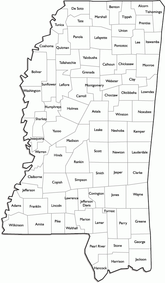 Mississippi County Map With Names