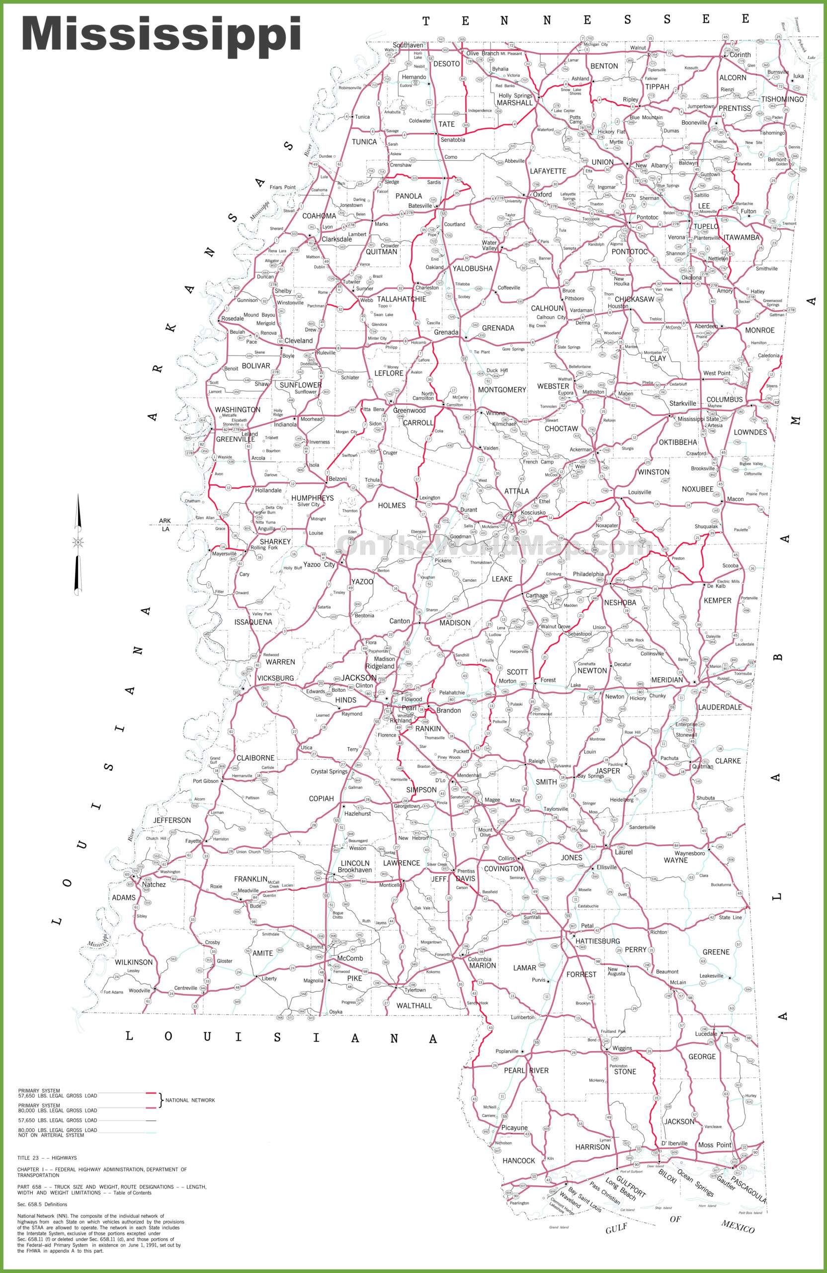 Mississippi Road Map Mississippi Road Map