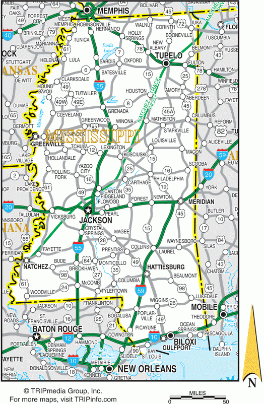 Mississippi Road Map Mississippi Road Map