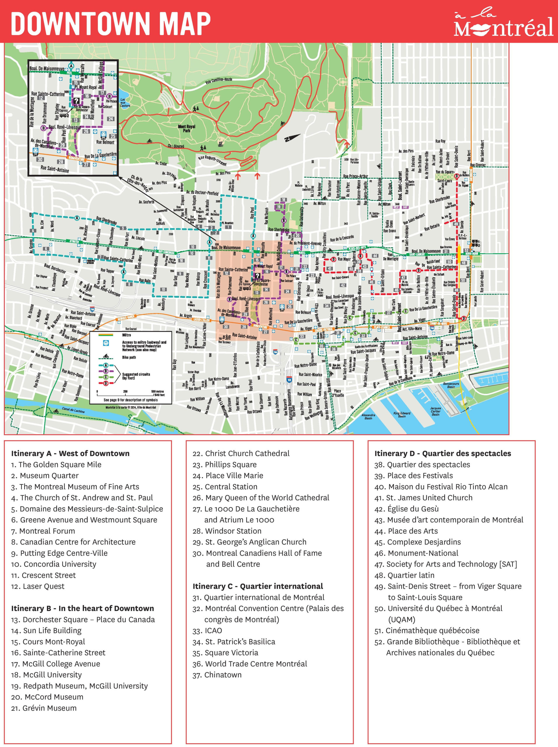 Montreal Downtown Map Montreal Downtown Map