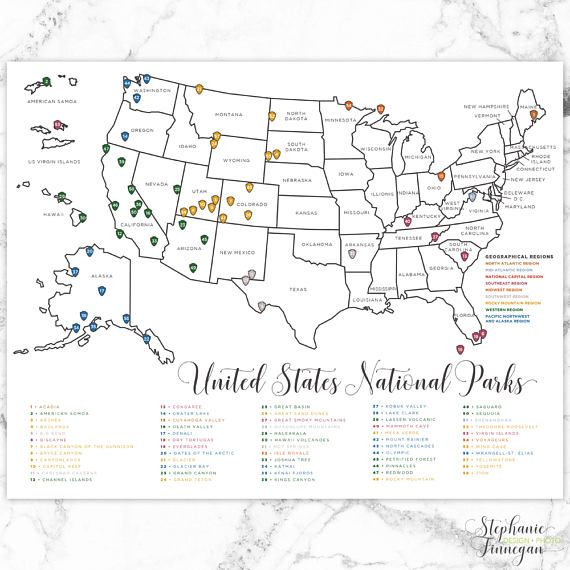 National Parks Map US National Parks Printable National 