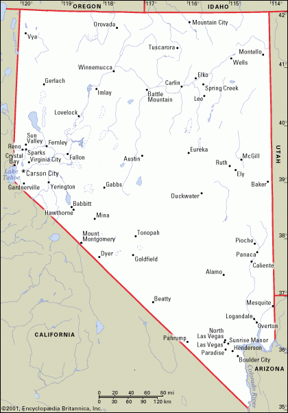 Nevada Tourist Attractions In The Map Map Of Nevada 